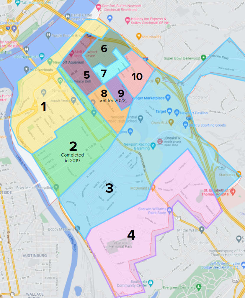 Map of Newport Tree Zones